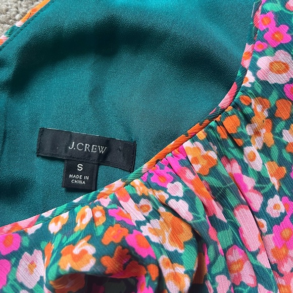 J Crew Sleeveless Tiered Midi Dress Pink Green Meadow Floral - Picture 3 of 7